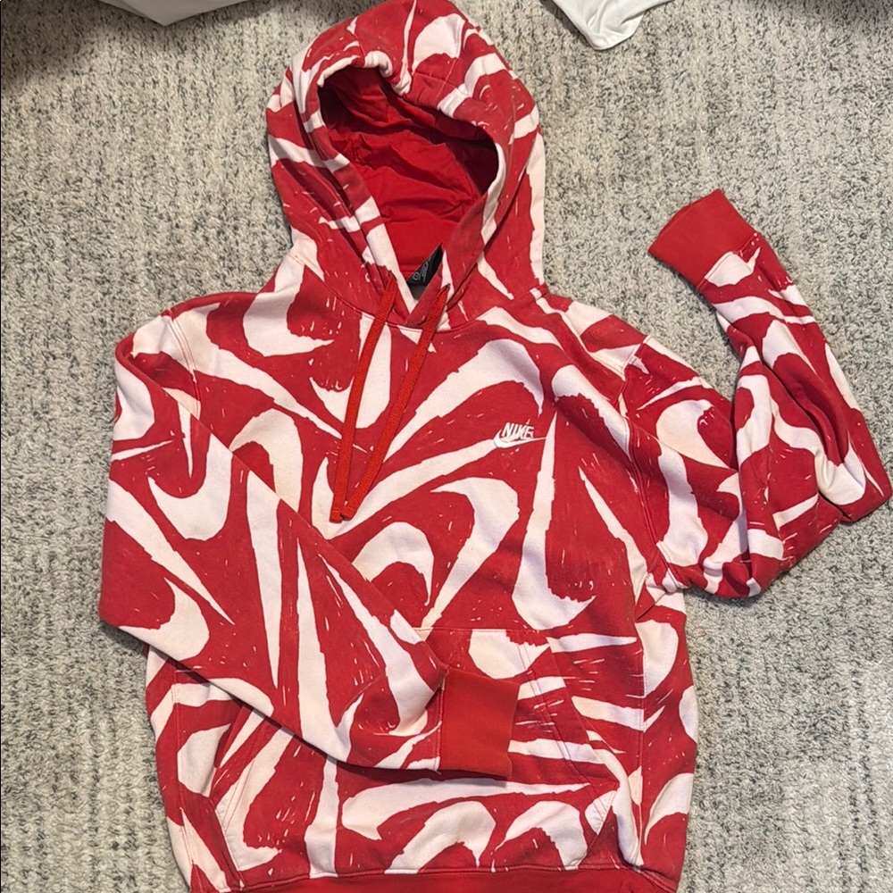 Nike Red and White logo Hoodie